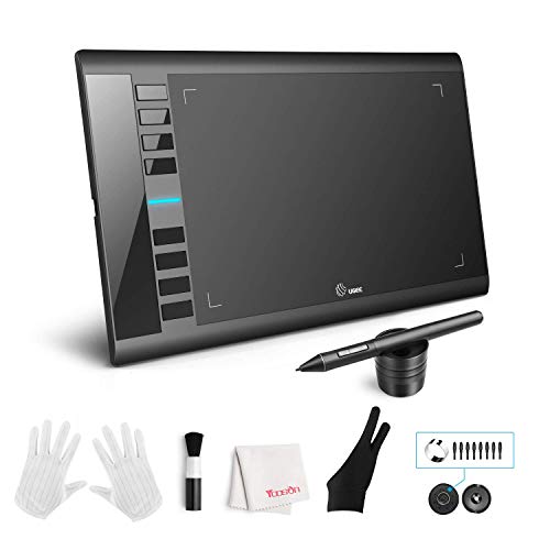Ugee M708 Tabletas Gráficas Tableta de Dibujo Gráfico Digital de 10 x 6 Pulgadas 8 Teclas de Acceso Rápido 8192 Lápiz Optico Sin Batería de Presión Para Windows 10/8/7 Mac OS Artist Case Hobbyists