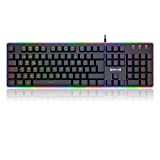 Redragon Dyaus 2 K509-RGB Teclado Gaming Español - LED Retroiluminado RGB con Cable USB, Ligero, Duradero, Resistente al Agua, ergonómico, silencioso - Teclado Gamer con Cable para PC - Negro
