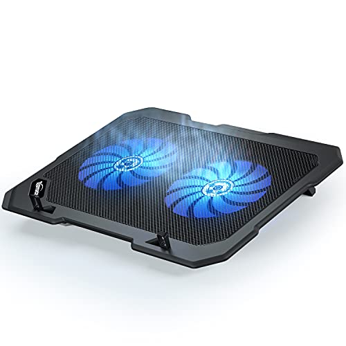 TopMate C302 Base de Refrigeración Ultradelgada, Ventilador para Portatil con 2 Ventiladores Silenciosos LED, Enfriador para Portatil con Cable USB Incorporado Plug and Play para Portátiles 10-15,6"