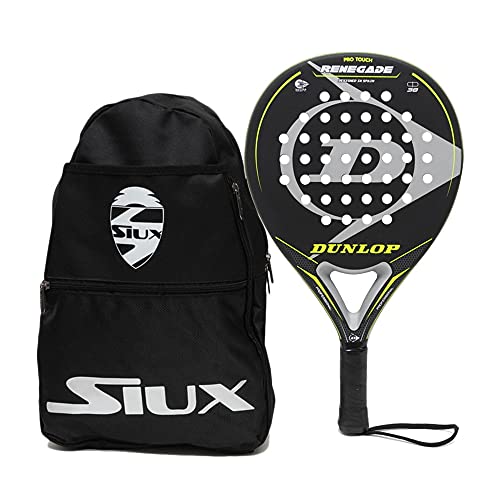 Pala de Padel Dunlop Renegade + Bandolera Siux / Mejores Palas y Raquetas de Pádel para Hombre Mujer y Niño / Palas Raquetas de Alto Control y Marco de Carbono