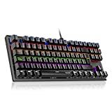 TECKNET Teclado Mecánico Gaming Español con Ñ, Teclado Mecanico Switch Blue TKL con 88 Teclas, 15 Modos Retroiluminados con Luces, USB Cable 1.6M, Robusto para Gamer Jugar y Programar (Nuevo Versión)