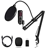 Micrófono de Condensador para PC, OTHA Micrófono USB Cardioide 192kHz/24bits, PC Micrófono con Estudio Brazo, Filtro Antipop, para Podcast, Locución, Emisión, Home Studio, YouTube