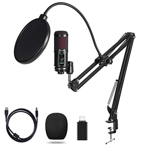 Micrófono de Condensador para PC, OTHA Micrófono USB Cardioide 192kHz/24bits, PC Micrófono con Estudio Brazo, Filtro Antipop, para Podcast, Locución, Emisión, Home Studio, YouTube