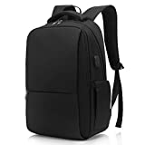 Besttravel Mochila para Portátil, Mochila Unisex Impermeable para Ordenador Portátil de hasta 15.6 Pulgadas,Con Anillo de bloqueo antirrobo y Puerto USB,para los Estudios,Trabajo o Viajes - Negro