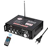 Docooler 12 V / 220V Mini Amplificador Audio Bluetooth,HiFi Audio Estéreo Amplificador 2CH Pantalla LCD de Alta fidelidad , BT FM Radio Portátil Auto Home 600 W, Mando a Distancia Audio Amplificador