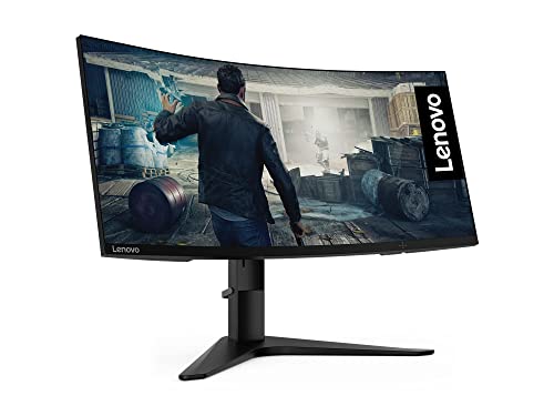 Lenovo G34w-10 - Monitor Gaming Curvo 34" 2K QHD (VA, 144Hz, 1ms, HDMI, DP, FreeSync Premium, Base Metálica) Ajuste de inclinación/altura - Negro