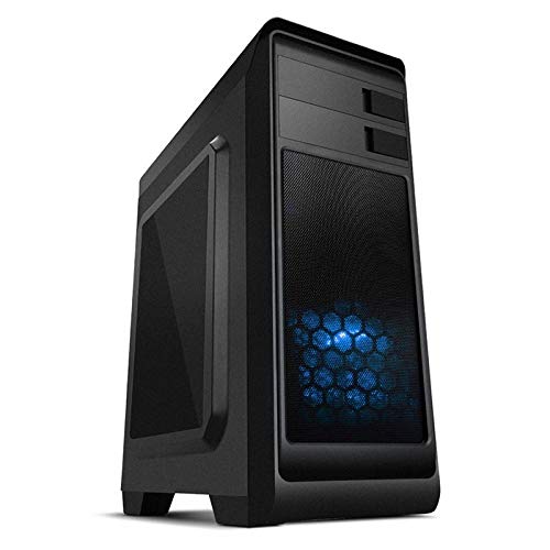 Nox Modus -NXMODUSB- Semitorre ATX y micro ATX, USB 3.0, ventana lateral transparente, incluye un ventilador 120mm LED azul, espacio para 3 discos duros y dos ventiladores, color negro