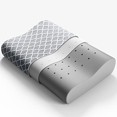 BedStory Almohada Cervical 1 Pack Almohada Viscoelastica Carbón de Bambú 60x40x10/13cm Almohada Cuello con Funda Desmontable y Lavable Almohadas Cervicales para Dormir Adecuada para Todas Posicións