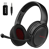 BINNUNE Cascos Inalambricos Gaming Auriculares Bluetooth con Micro para PS4 PS5 PC Playstation 4 5, Batería de 48 Horas, Wireless Headset Gamer con Microfono