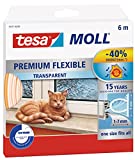 tesamoll Silicona PREMIUM FLEXIBLE , Tira de Silicona Adhesiva para Sellar Brechas de Ventanas y Puertas , Transparente , 6 m x 8 mm x 7 mm