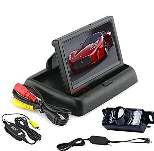 BW 4.3"TFT LCD Plegable Coche Dashboard Vista Posterior Coche Monitor inalámbrico Impermeable Copia de Seguridad de la cámara