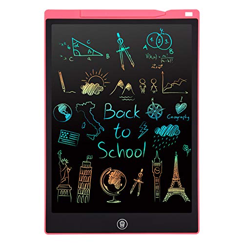 Tableta Escritura LCD Color, 12'' Tablet Escritura Pantalla Colorido Infantil PINKCAT Gráfica Pizarra Dibujo Niños Adecuada Juguete Educativo Regalo para el Hogar, Escuela, Oficina (Rosado)