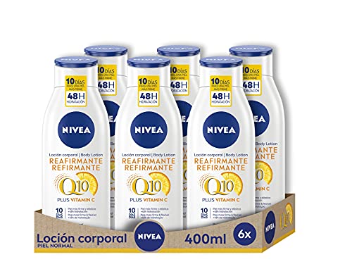 NIVEA Q10 Plus Vitamina C Loción Reafirmante Corporal pack de 6 (6 x 400 ml), loción hidratante corporal para piel normal, coenzima Q10 para una piel elástica en 10 días