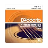 D'Addario Cuerdas Guitarra Acustica | Cuerdas de Guitarra | Cuerdas de Guitarra Acustica | EJ15 - Juego de cuerdas para guitarra acústica de fósforo/bronce, 010' - 047'