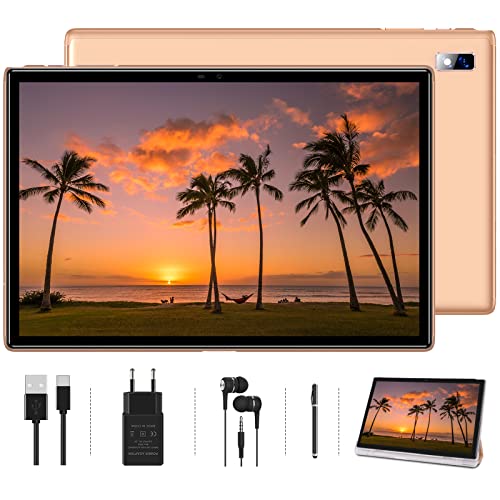 Tablet 10 Pulgadas Oangcc Octa Core Tablets,4GB RAM+64GB ROM(TF 128GB),1.8Ghz, Batería 8000mAh | 1280 * 800 HD IPS | Bluetooth 4.1 | GPS | Type-C | Android 10 WiFi Tableta - Oro