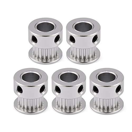 Tonysa 5 Piezas 2GT 20 Dientes Broca Leación de Aluminio Polea de Sincronización para Correas de distribución Impresora 3D, (20 Dientes, diámetro Interior 5 mm / 8 mm con Dientes) (8mm)