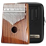 Moozica 17 teclas Kalimba, piano marimba de pulgar de madera de tono sólido de alta calidad con estuche protector e instrucción de aprendizaje (Acacia Koa-K17K)