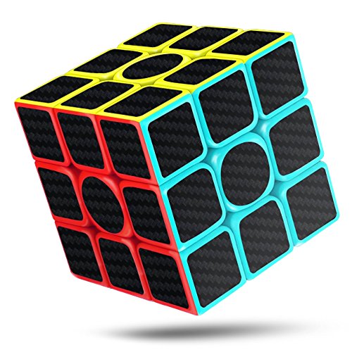 CFMOUR Cubo de Mágico, 3x3x3 Fibra de Carbono Suave Magia Cubo de Mágico Rompecabezas 3D Cube, Versión Mejorada, 5.7cm (Negro)