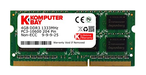 Komputerbay KB_4GBDDR3_SO1333_1 - Módulo de memoria RAM SODIMM de 4GB (9-9-9-25) DDR3 (204 pines) 1333Mhz PC3 10600
