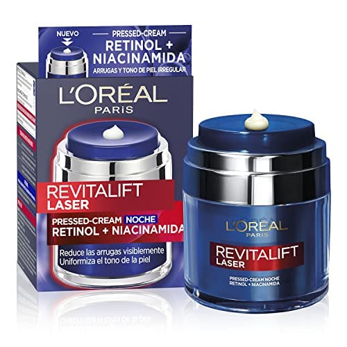 L'Oréal Paris Pressed Cream Noche de Revitalift Laser con Retinol y Niacidamida Formato Monodosis, 50ml