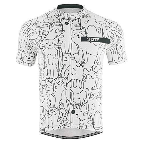 Verano Ciclismo Jersey Hombres Manga Corta Cremallera MTB Jersey Bolsillo Trasero Road Bike Jersey Hombres Blanco, Qxsy31, 3X-Large