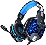 Auriculares Gaming PS4, YINSAN Cascos Gaming Premium Estéreo con Micrófono, 7 Luces LED y Orejeras de Memoria Suave, Gaming Headset con Control de Volumen para PC/Xbox One/Nintendo Switch/Móvil/Mac