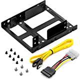 deleyCON Marco de Montaje - para Dos Discos Duros SSD de 2,5" a 3,5" Adaptador Chasis Extraíble Marco de Montaje Soporte Rieles Incluye Tornillos Cable SATA y Adaptador de Corriente