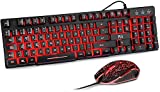 Rii RK108 Packs de Teclado y Ratón Gaming, Combo de Teclado y Ratón Avanzado Silencioso Tamaño Completo con USB Cable para Computadora Portátil, PC, QWERTY Español