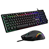 THE G-LAB Combo Krypton Pack de Teclado Gaming USB y Ratón Multicolor Retroiluminación – Teclado Gaming QWERTY - Incluye Ñ - Anti-Ghosting + Ratón Gaming 6 Botones 3200 dpi – PC PS4 Xbox One (Negro)
