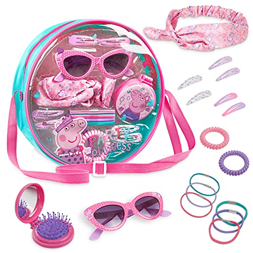 Peppa Pig Accesorios Pelo Niña, Bolso Con Accesorios Cabello Incluye Diademas, Horquillas, Cinta Pelo, Gafas Sol Y Peine, Regalo Cumpleaños Niñas