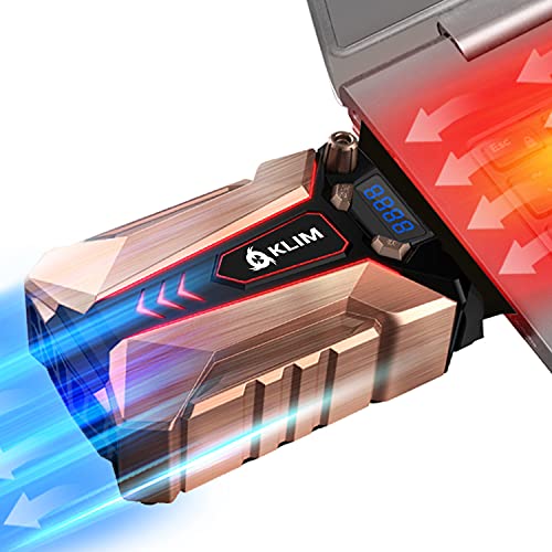 KLIM Cool + Base de Refrigeración para Portátil en Metal - La Más Potente - USB con Aspiradora de Aire para Enfriamiento Inmediato - Base Refrigeradora para el Recalentamiento [Nueva Versión 2022 ]