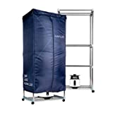 NEWLUX - Secadora de Ropa Eléctrica Portátil Secadry Azul con Luz UV para Desinfectar. Capacidad 15Kg, Temp. 180min, 3 Niveles. Secadora por Ventilación (1200W) 3 en 1: Secadora, Armario, Tendedero