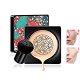 CC crema corrector base duradera hidratación brillo color Reparación maquillaje base, CC crema hidratante impermeable base líquida (tipo hongo) puff) (Tono de piel natural)