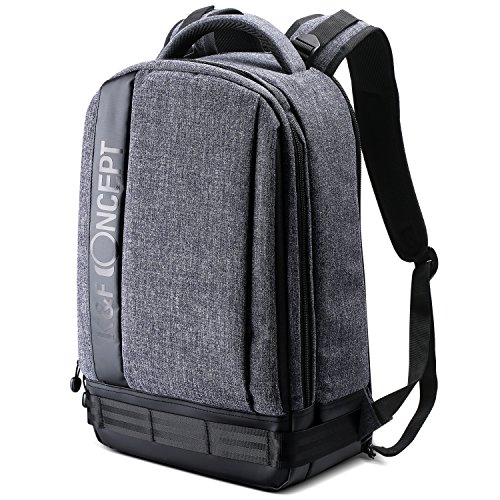 K&F Concept - Mochila Fotográfica, Mochila de Fotografía para Cámara Reflex Impermeable ，para Portátil 15" y Drone (Gris(2 Camaras+6 Lens+14.4 Laptop))