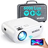 Proyector WiFi Bluetooth, WiMiUS 6000 Lúmenes Proyector Portátil Soporta Full HD 1080P Zoom 75% Mini Proyector WiFi Proyector, 250” Proyector Cine Casa para iOS/Android/TV Stick/PS4/PC HDMI AV VGA USB