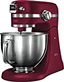 AEG KM5520 Robot de Cocina con Bol Batidora, Amasadora, Apta para Lavavajillas, Dos Boles , 10 Velocidades, Iluminación LED, Múltiples Varillas,1200 W,de 2.9L y 4.8L,Rojo