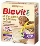 Blevit Plus Duplo 8 Cereales y Galletas María - Papilla de Cereales para Bebé con Fibra y sabor a Galletas - Favorece la Digestión - Desde los 5 meses - 600g