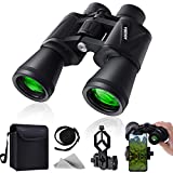 12 x 50 Prismáticos compactos, HD Impermeables, binoculares, Senderismo, Caza, Turismo, pequeños prismáticos para Adultos y niños, Lente FMC, Bolsa de Transporte y Adaptador para Smartphone