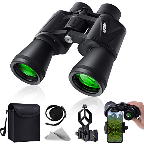 12 x 50 Prismáticos compactos, HD Impermeables, binoculares, Senderismo, Caza, Turismo, pequeños prismáticos para Adultos y niños, Lente FMC, Bolsa de Transporte y Adaptador para Smartphone
