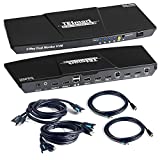 TESmart HDMI KVM Switch Doble Vista 2 En 2 Salidas 4K@60Hz Conmutador Monitor de PC Teclado Caja Selectora de Ratón con Salida de Micrófono de Audio y Hub USB 2.0 con 2 Cables HDMI (Negro)