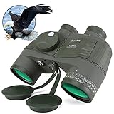 Prismáticos Militares Marinos 10x50 Impermeable Resistente a la Niebla, Lente BAK4 Prism FMC, con brújula telémetro para Distancia, Adecuado para navegación, navegación, Caza y observación de Aves