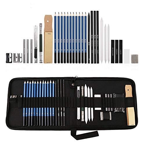 Lapices de Dibujo Artístico, Lypumso 32pcs Set de Lápices Profesional del Artista y Bosquejo Carbón Grafito Sticks, Lápices de Madera, para Artista Principiante Niños