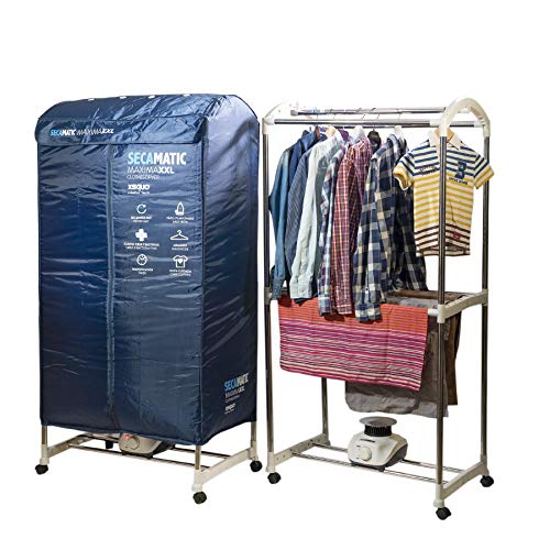 Secadora de ropa portátil Secamatic Máxima XXL por Ventilación, 1200W, Capacidad de Secadora 15 kg y 30 Kg de Tendedero y Armario. Temporizador 180 min, silencioso, multifunción: