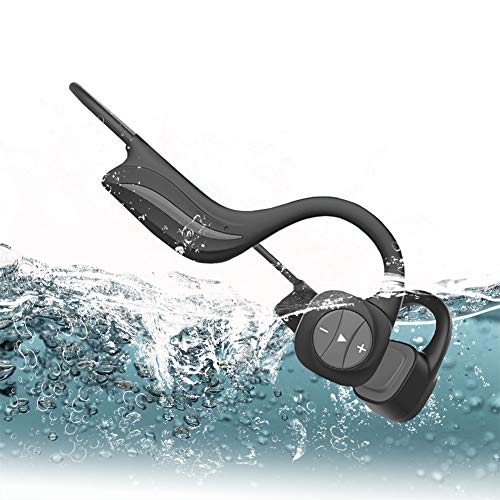 AQUYY Auriculares Blueooth de Conducción ósea con 8G Memoria, IPX8 Impermeable Cascos Inalambricos para Natación, Reproductor de Música MP3, Oreja Abierta Auriculares Deportivos Bluetooth para Correr