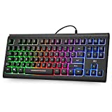 Teclado USB Rii RK104, 88 teclas, teclado ergonómico y retro iluminado multicolor, antighostling. Ideal para Gsming y trabajo. Color negro. Layout Español.