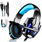 FUNINGEEK Auriculares Gaming PS4,Cascos Gaming de Mac Estéreo con Micrófono Cascos Gaming 3.5mm Jack con Luz LED Bass Surround y Cancelación de Ruido Auriculares Compatible con PC/Xbox One/Switch