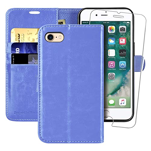 MONASAY Funda iPhone SE 2020, Carcasa iPhone 8, Funda Piel iPhone 7 Tapa Protectora con Ranura para Tarjetas,Cierre Magnético,Soporte Plegable,Billetera Funda Libro Cuero para iPhone 7/8/SE 2020 4,7"
