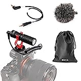 BOYA by-MM1 Cámara Video Micrófono Youtube Vlogging Facebook Livestream Recording Shotgun Mic con Soporte de Choque para teléfonos Inteligentes, tabletas, DSLR, videocámaras de Consumo, PC y más