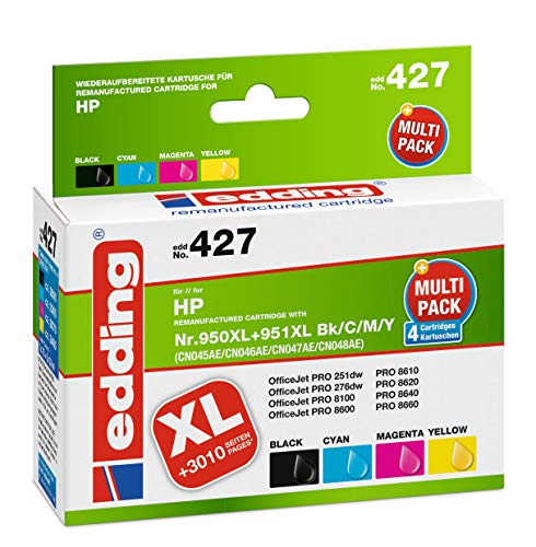 Edding EDD-427 cartucho de tóner Black, Cian, Magenta, Amarillo 4 pieza(s) - Tóner para impresoras láser (Negro, Cian, Magenta, Amarillo, 4 pieza(s))