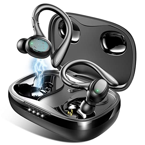 Auriculares Inalambricos, Auriculares Bluetooth 5.1 Sonido Estéreo In-Ear Auriculares Deportivos 48 Horas de reproducción Control tactil Cascos Inalambricos IP7 Impermeable para Running Sport Negro